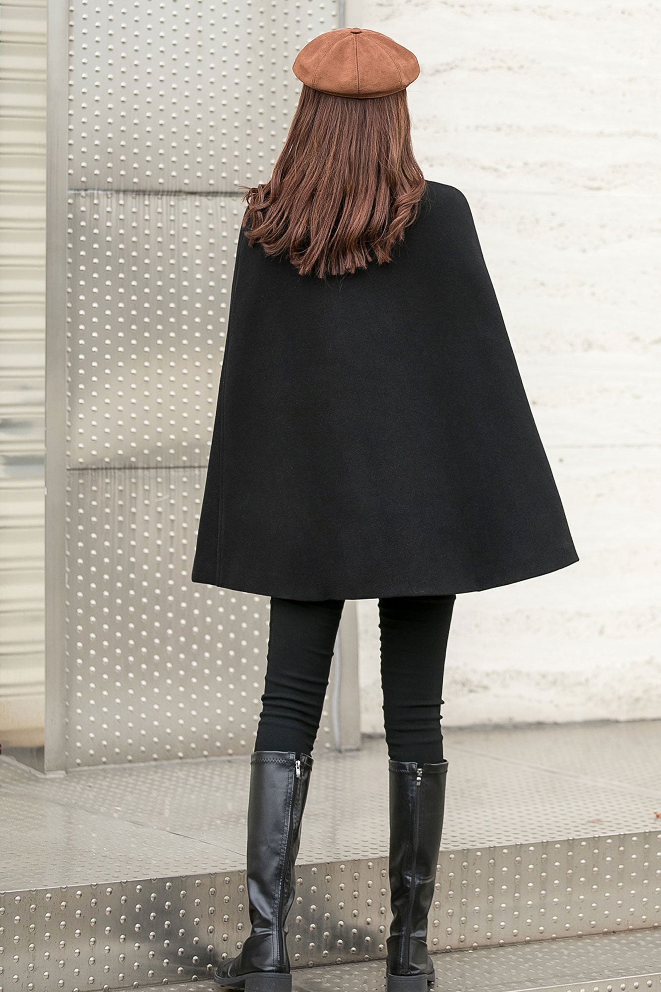 Oversized Wool Poncho Jacket, Winter Fall Short Cloak Coat C2546