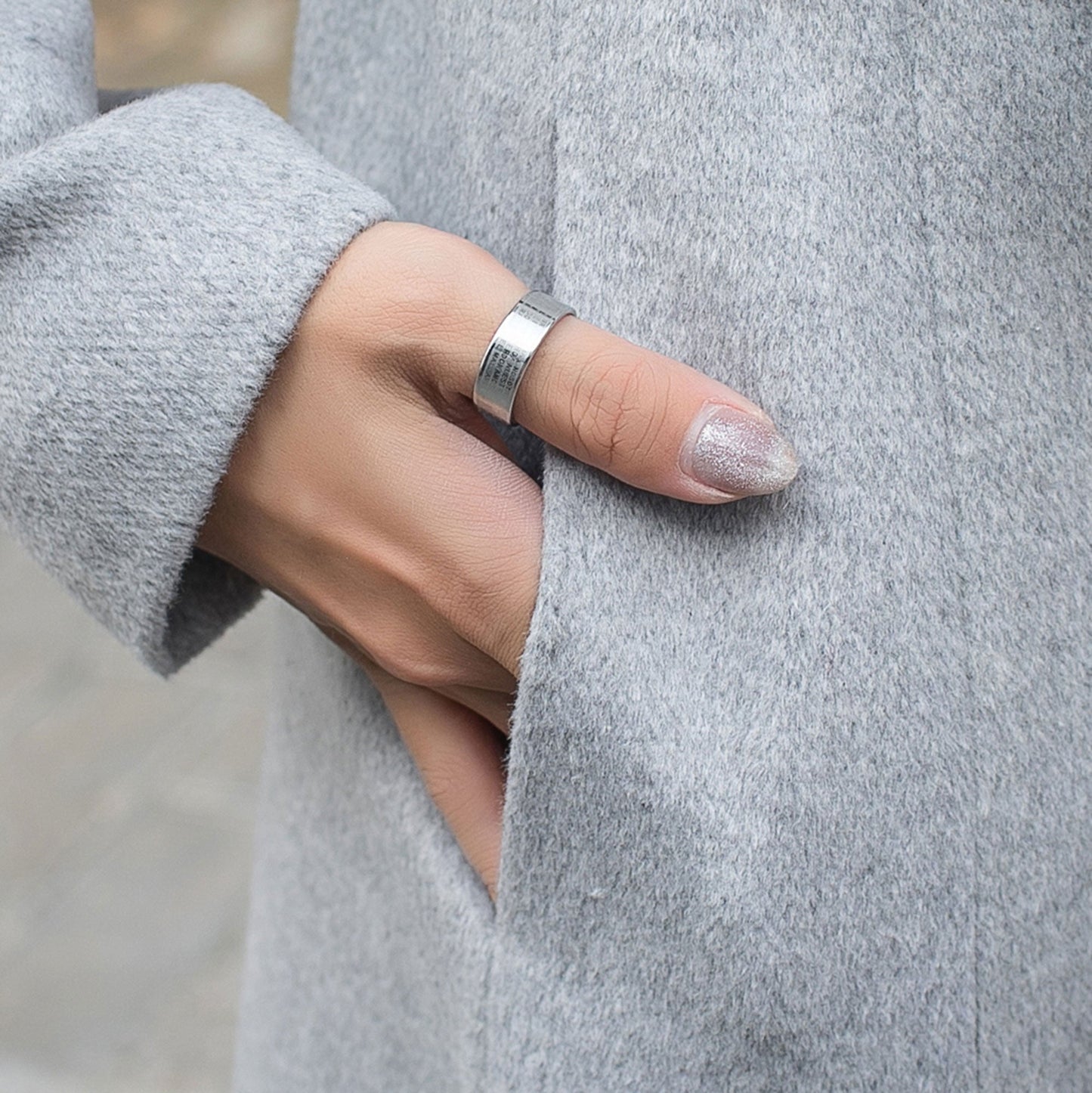 Women Grey Long Wool Coat C2575#