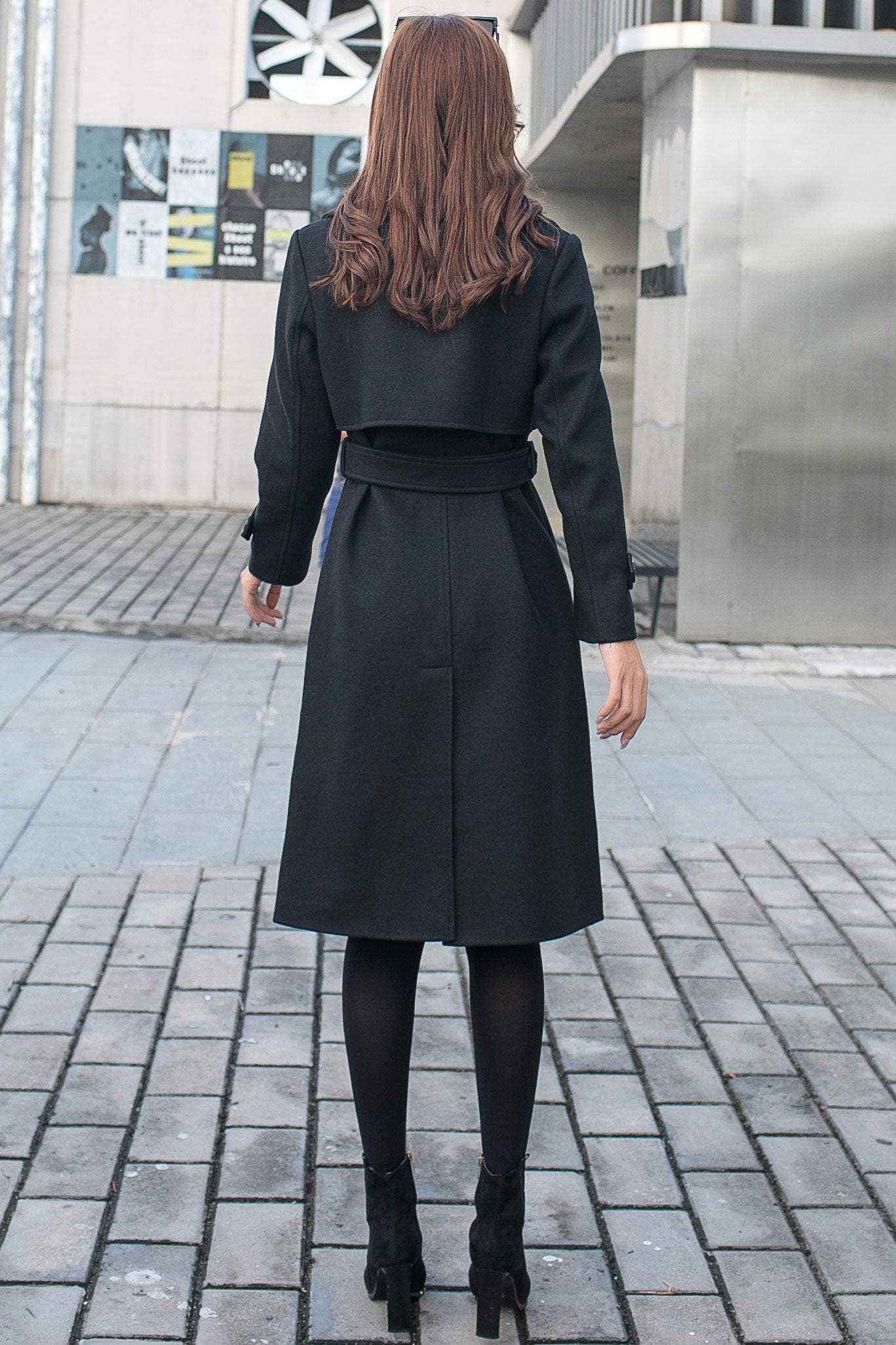 Black Military Wool Coat, Long Wool Trench Coat C2584 M#CK2101372