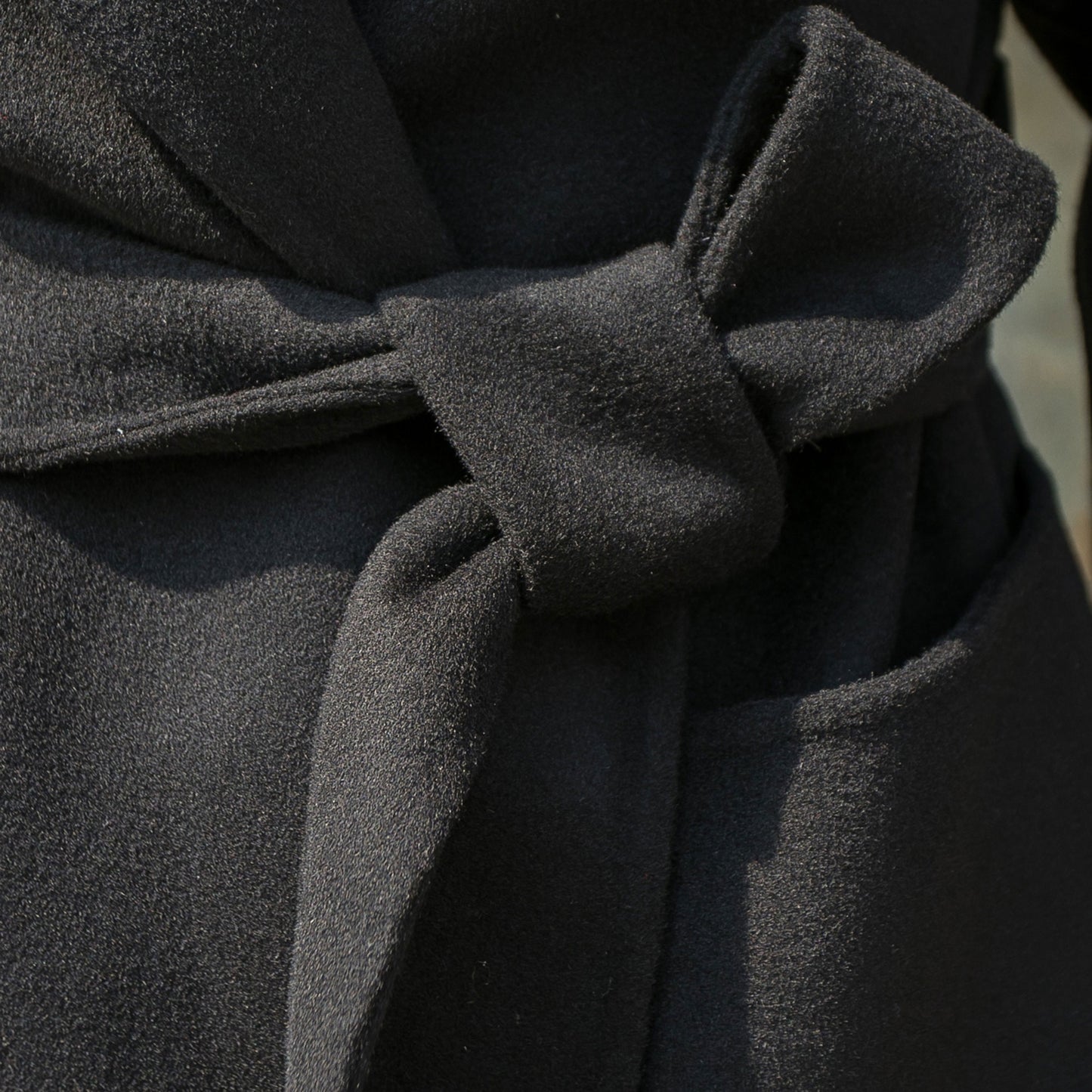 Black Wool Wrap Coat Women, Long Wool Coat C256401