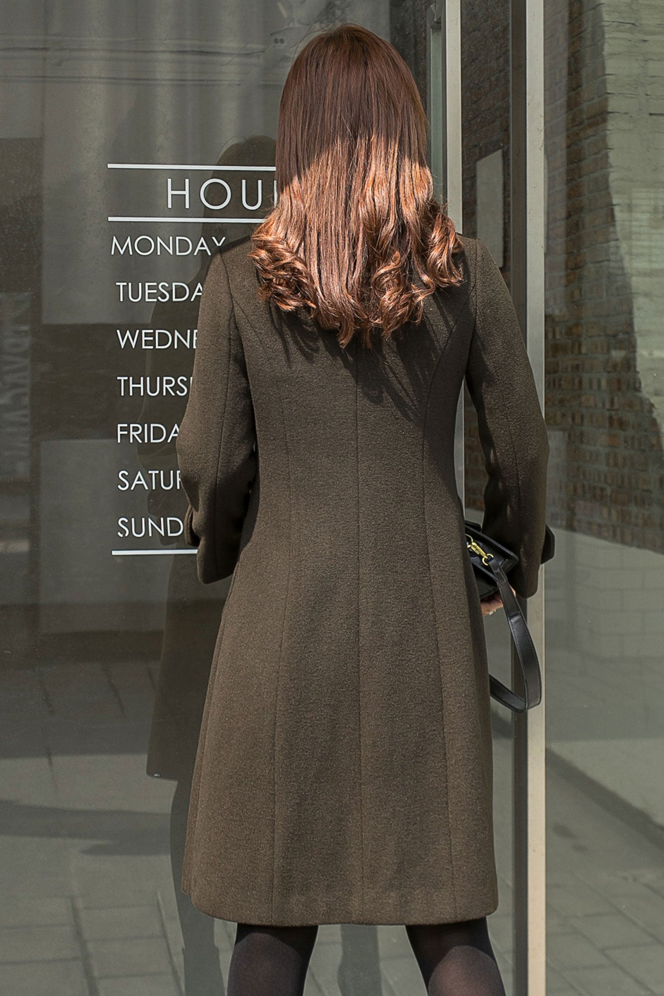 Double Breasted Wool Midi Coat, Army Green Coat Women C256501