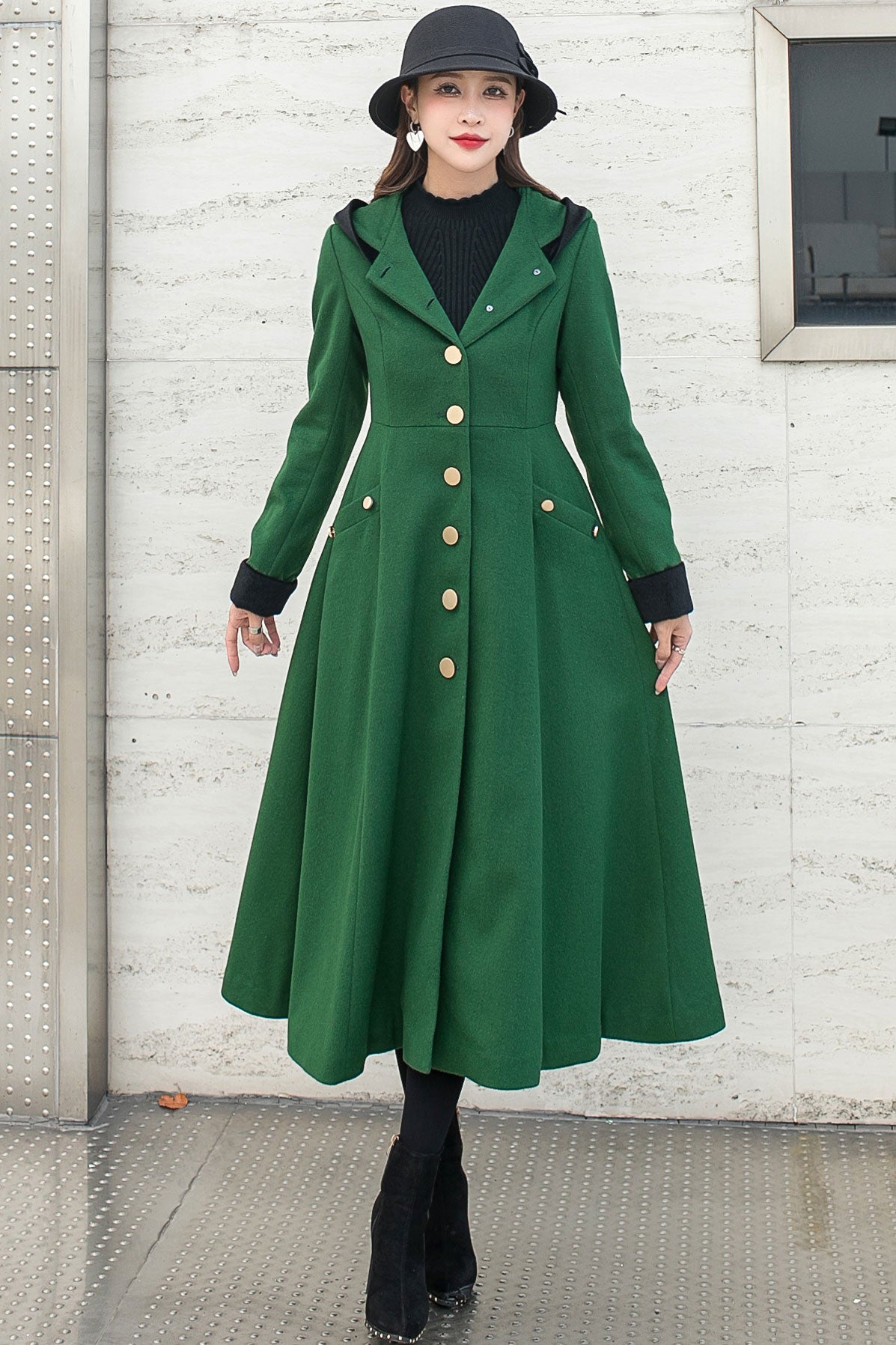 Vintage Inspired Long Wool Princess Coat C2590