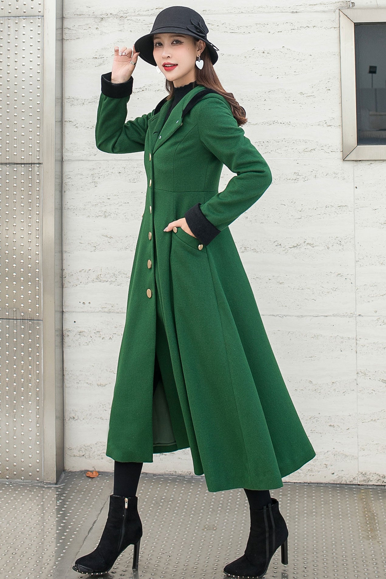 Vintage Inspired Long Wool Princess Coat C2590