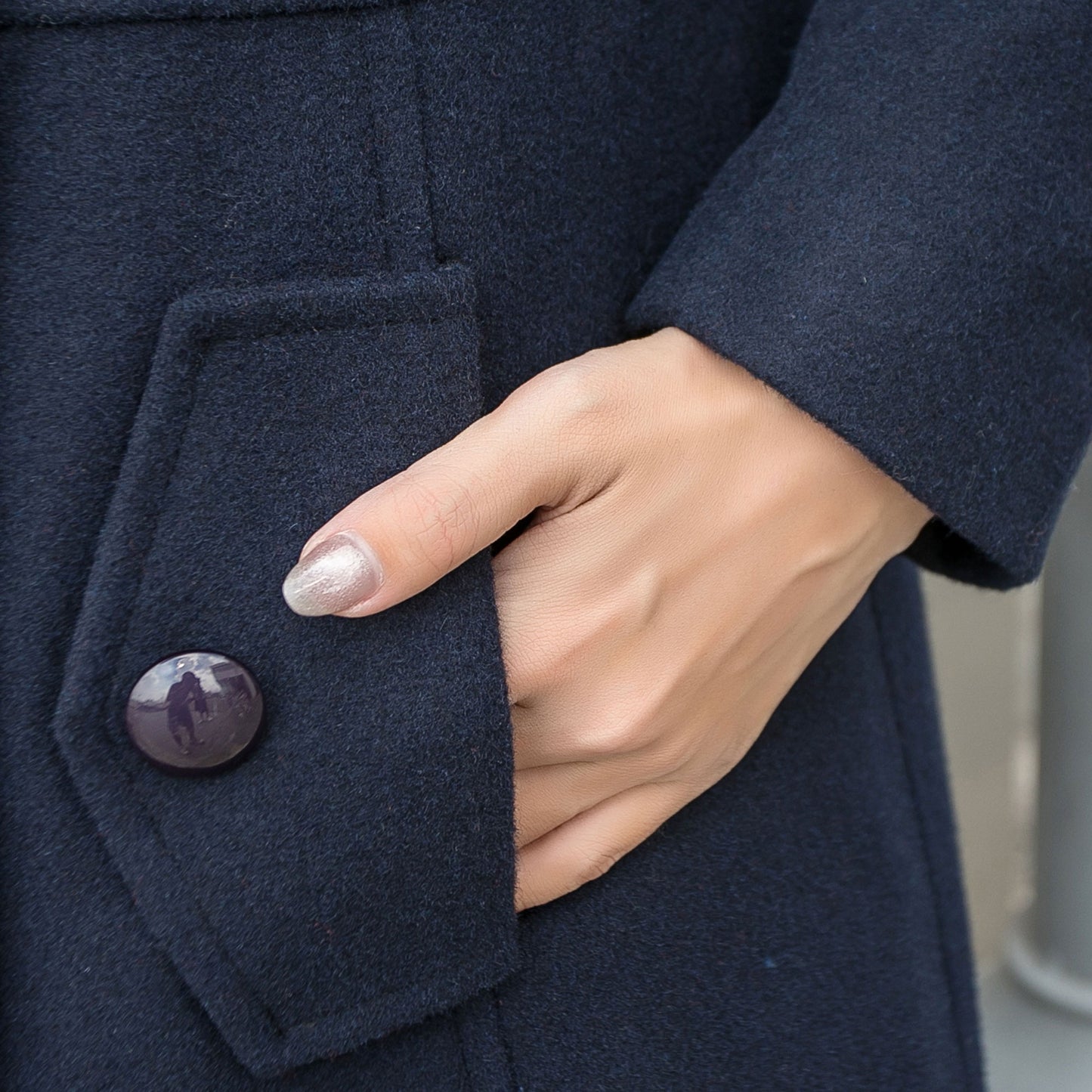 Navy Blue Uniform Wool Coat Women C2566