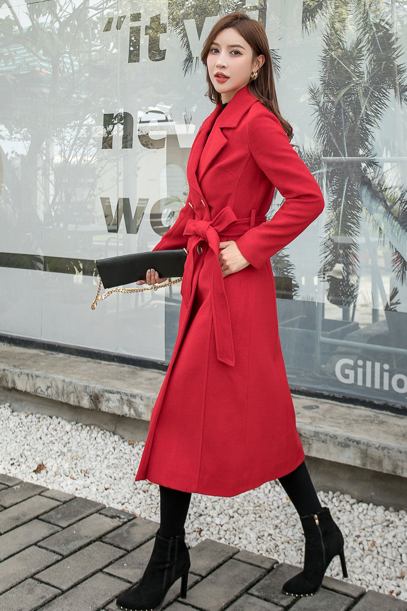 Belted Coat, Double Breasted Wool Coat C2567