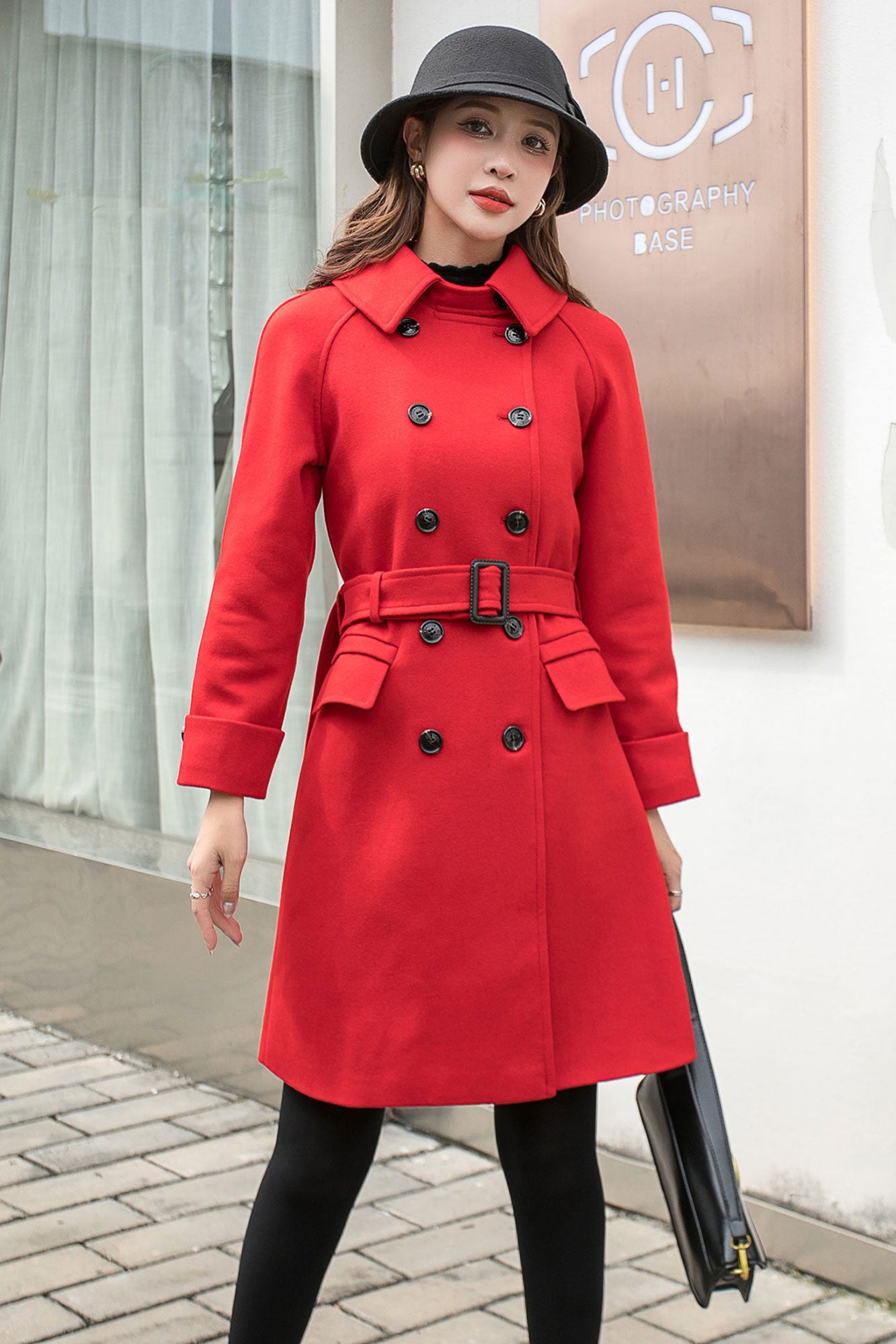 Red Belted Coat, Military Coat C2568