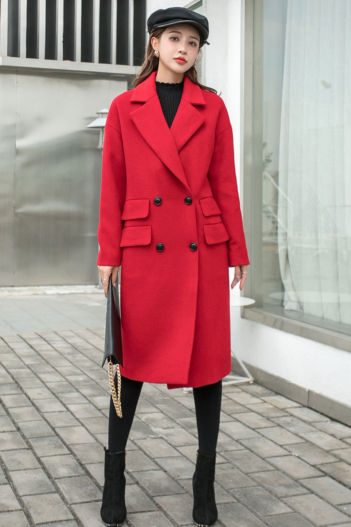 Wool Trench Coat Women C2569-Size 165-US06 #CK2101409