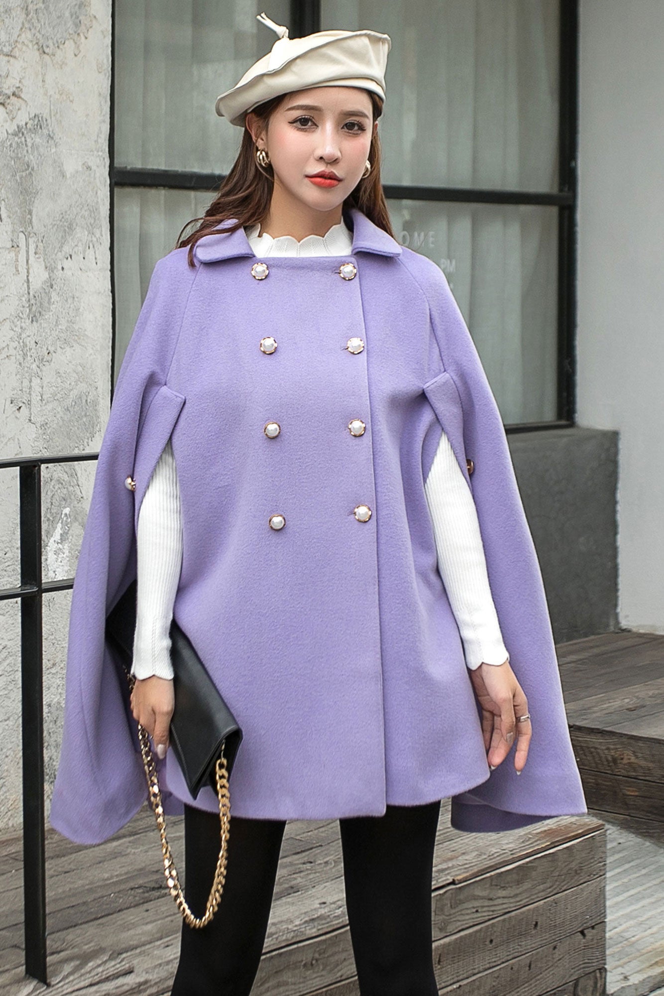 Purple Cloak Coat Women C2571