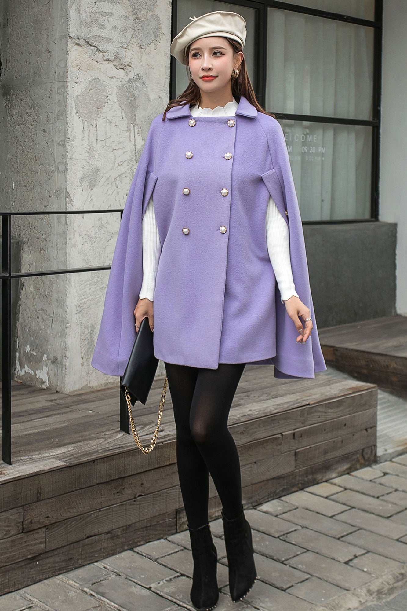 Purple Cloak Coat Women C2571