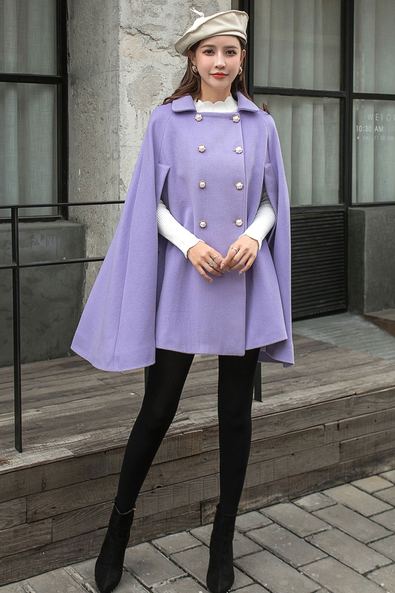Purple Cloak Coat Women C2571