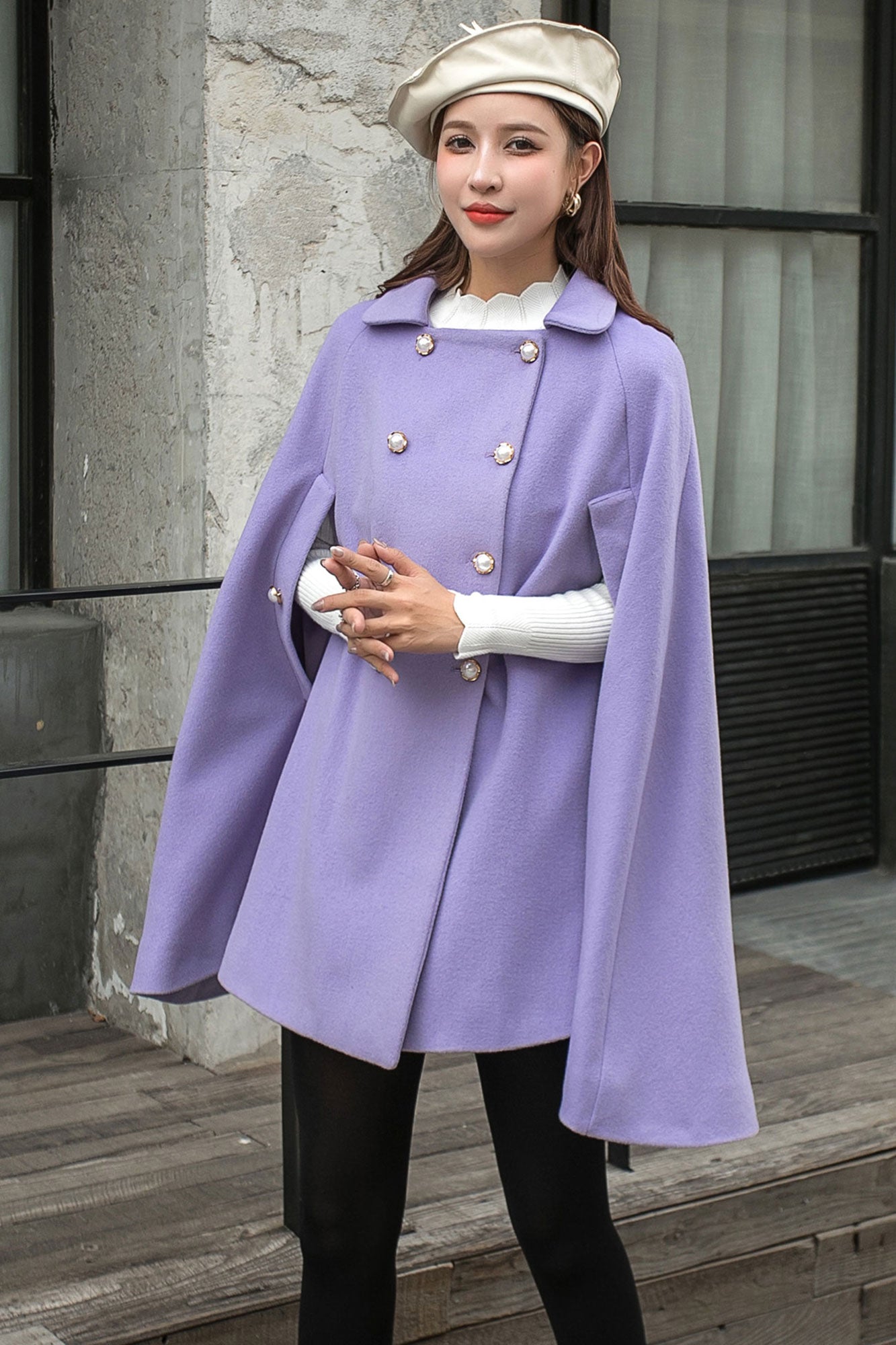 Purple Cloak Coat Women C2571