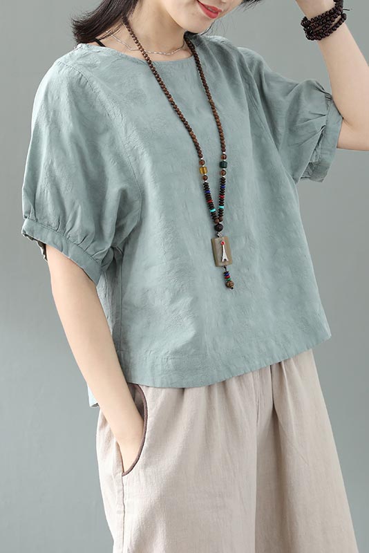 Chinese cotton and linen lantern sleeves short sleeves CYM040-190072