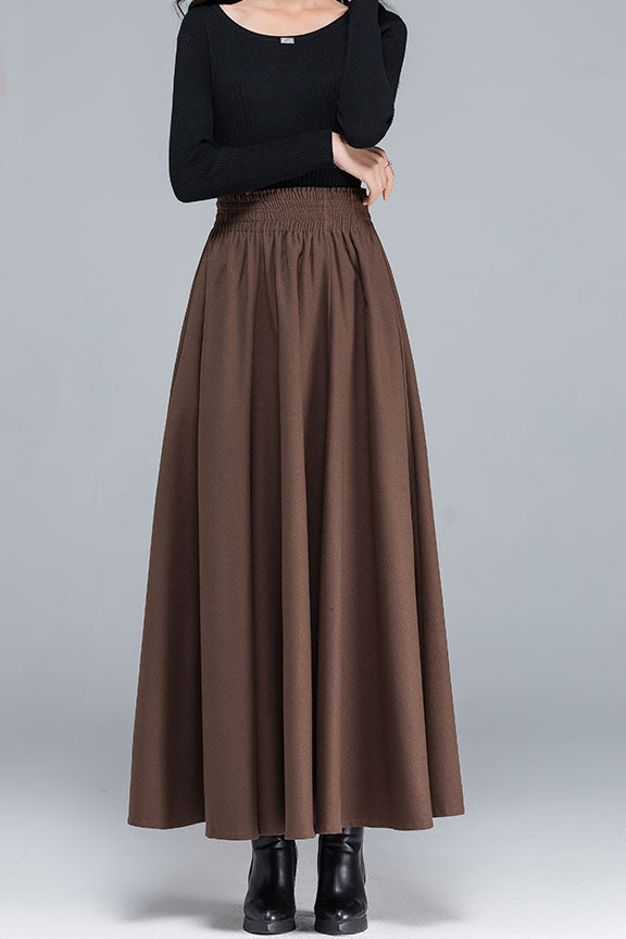 High Elastic Waist Warm Autumn Winter Long Skirt C2481