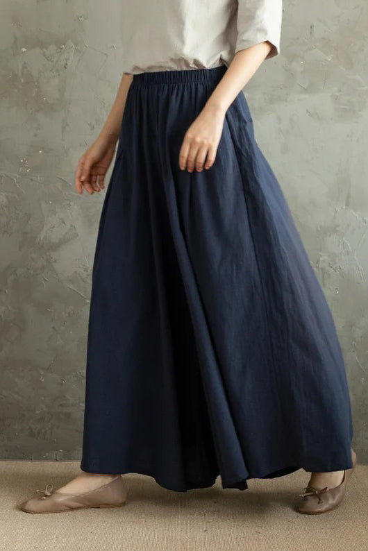 Spring and Summer Casual Cotton Linen Skirt Pants C2854