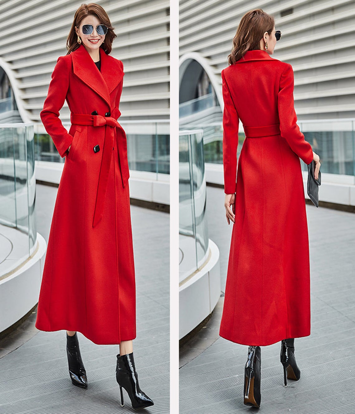 Double breasted wool maxi coat C1821