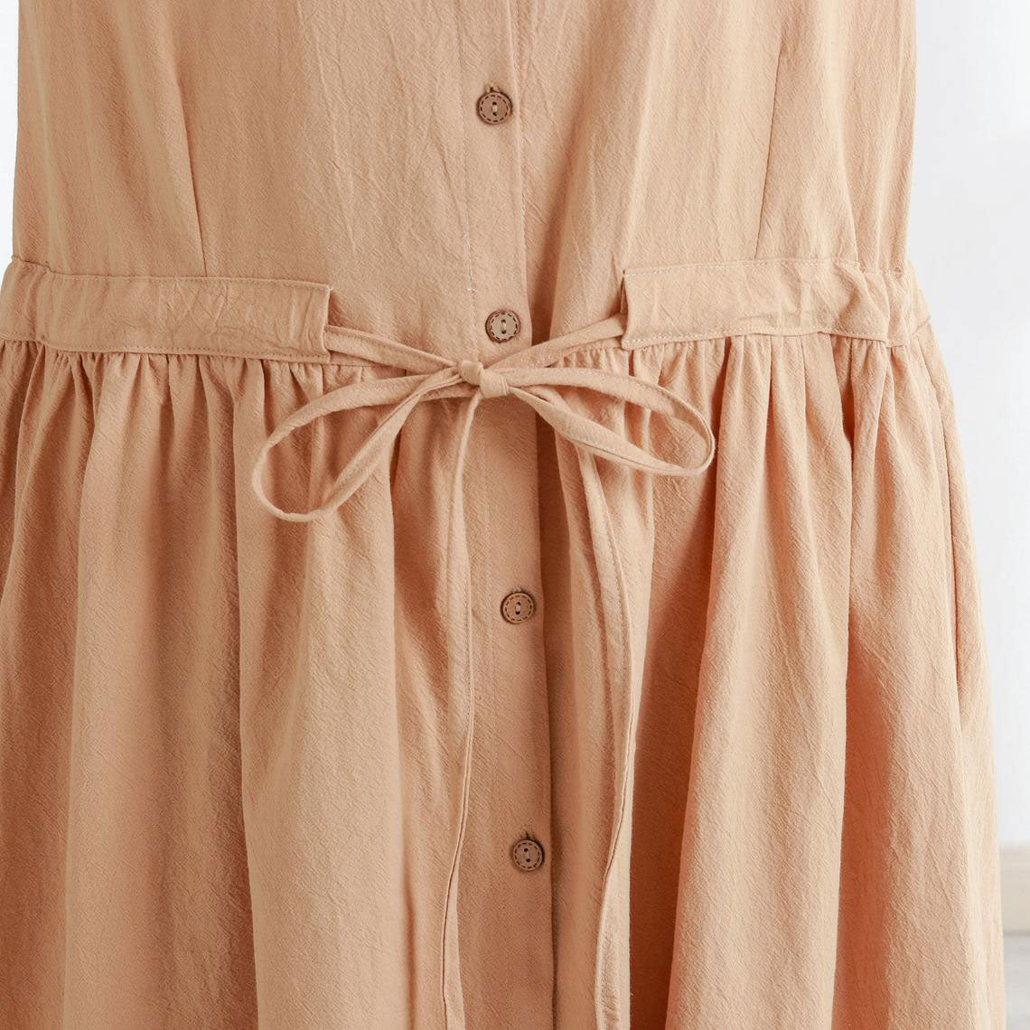 Casual linen shirt dress with drawstring waist