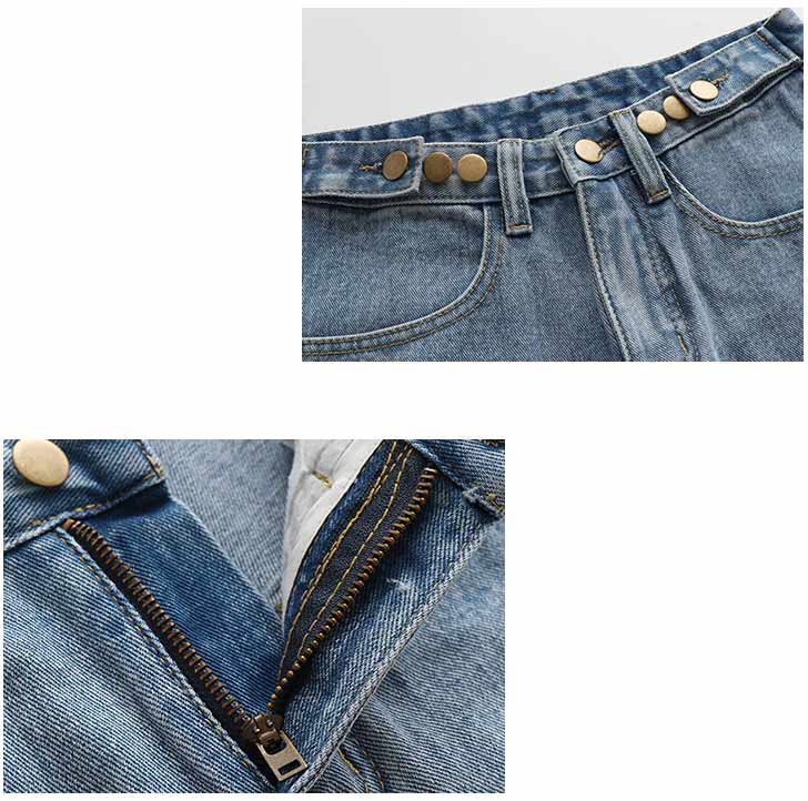 High waist wide leg denim jean shorts L004#