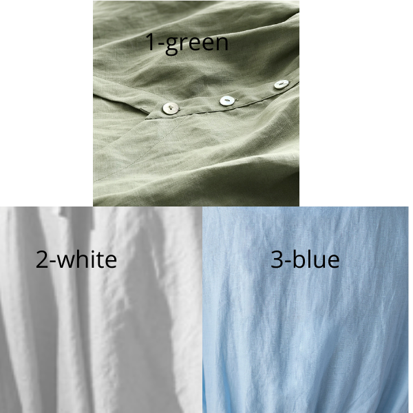 Light Blue Linen Midi Dress - Pleated Waistband with Belt c2236