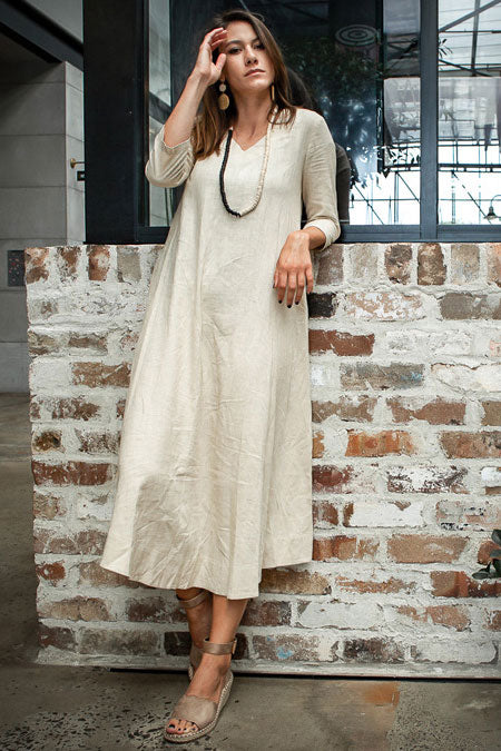 Casual linen maxi dress C1374