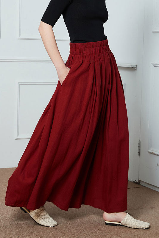 high wasit linen maxi skirt C1396