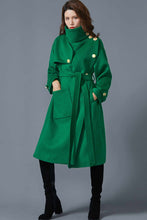 Load image into Gallery viewer, Green wool winter coat coat with pockets C1615#

