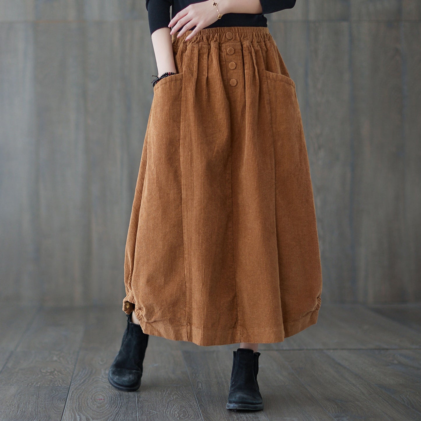 Casual Corduroy maxi skirt C1820