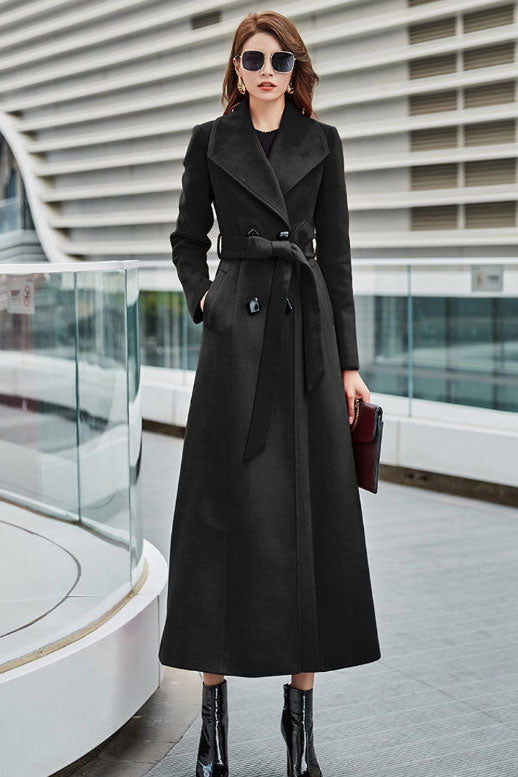Double breasted wool maxi coat C1821