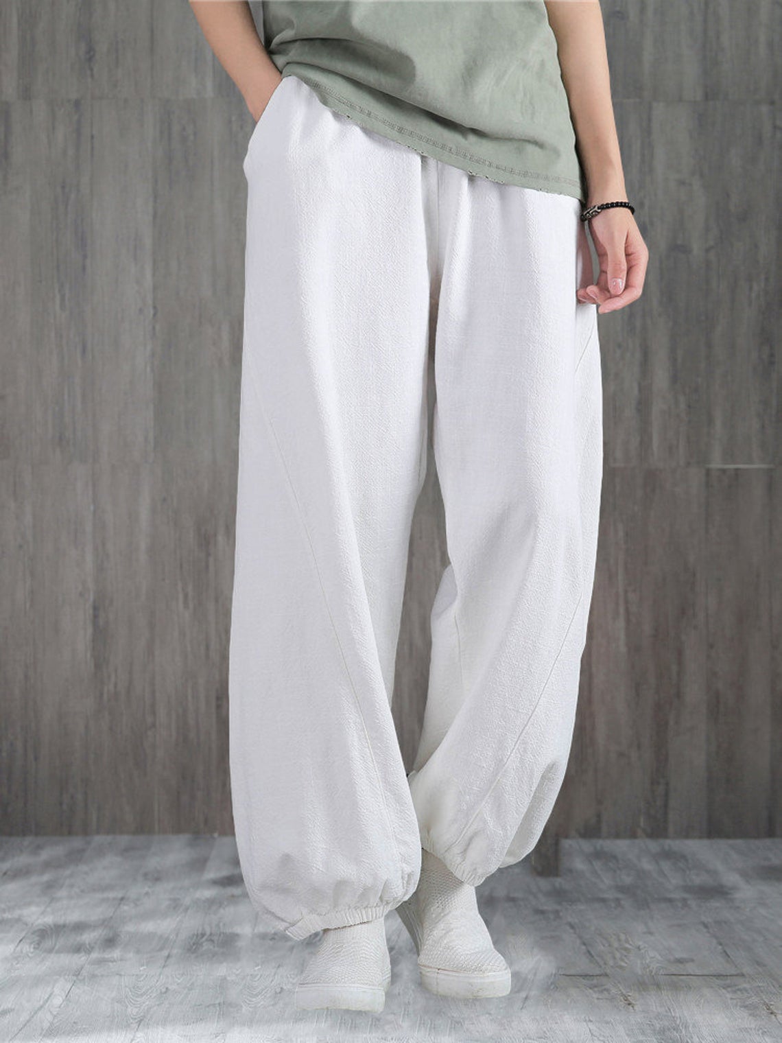 Loose fit linen pants C1877
