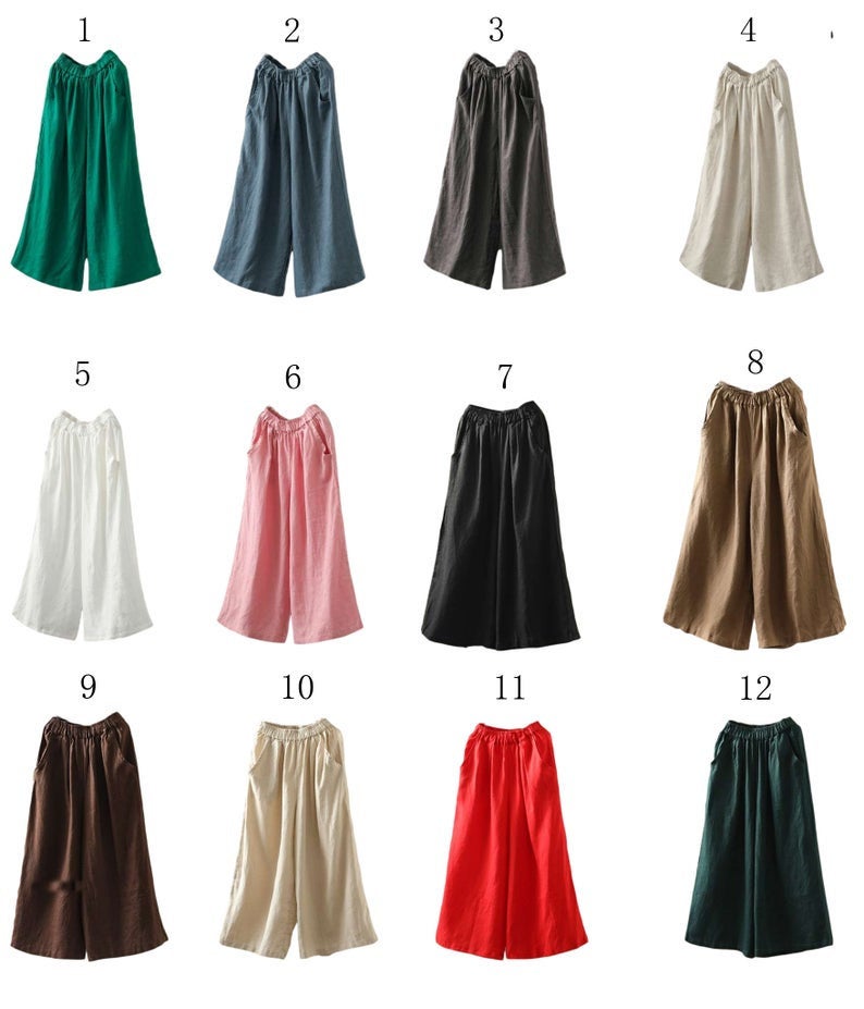 Gray Palazzo Linen Pants C1916