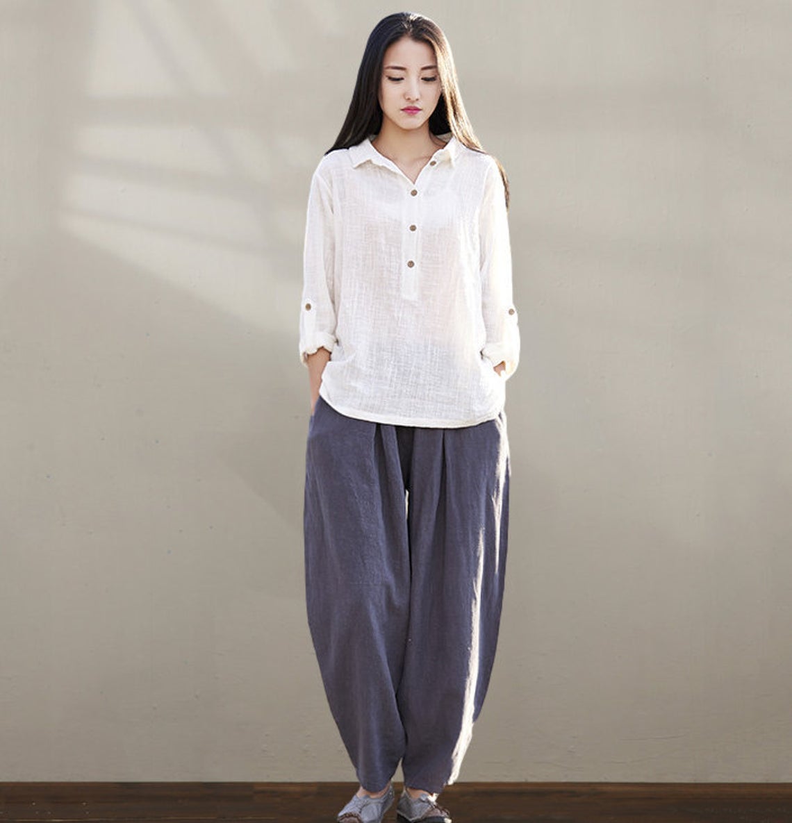 Baggy Women Linen Pants C1986