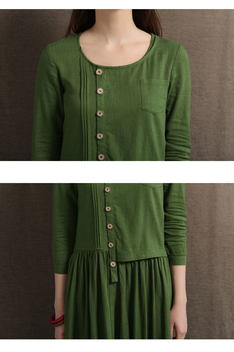 Asymmetrical Linen Maxi Dress C0416#