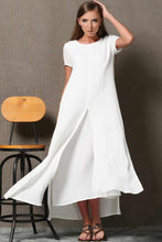 Load image into Gallery viewer, Women Loose fit Linen Short Sleeve Maxi Dress C534#
