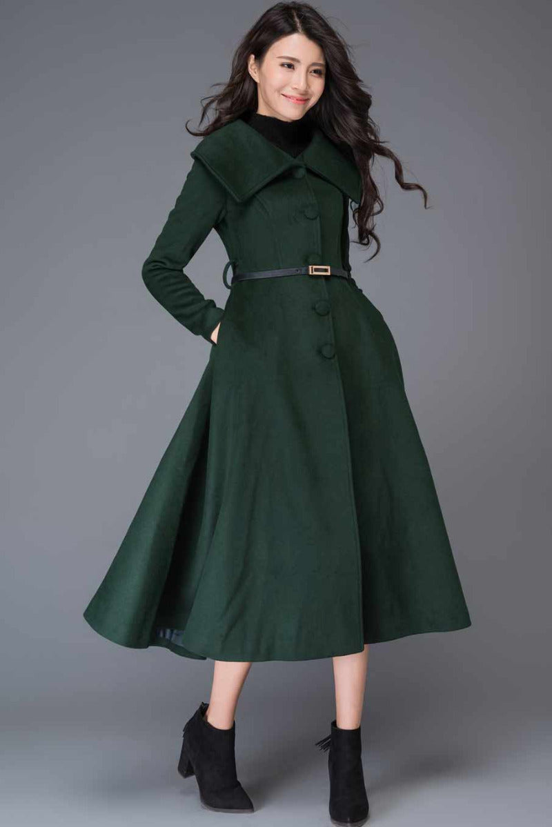 Vintage Inspired Swing Wool Coat C998#