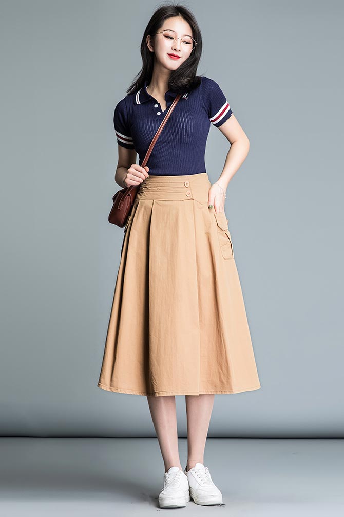 Comfortable simple high waist a-line skirt CYM032-190064