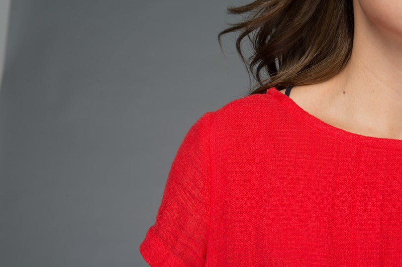 Short sleeve loose fitting linen dress C901