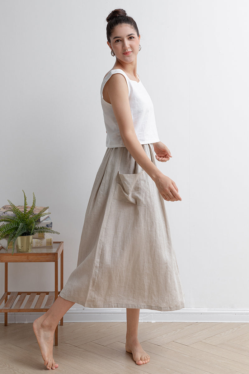 Casual Loose Women Linen Skirt C2928 -Size XS #CK2202034