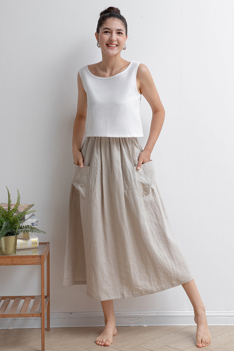 Casual Loose Women Linen Skirt C2928 -Size XS #CK2202034