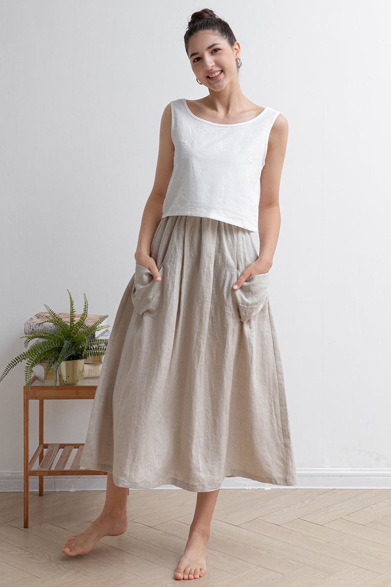 Casual Loose Women Linen Skirt C2928 -Size XS #CK2202034