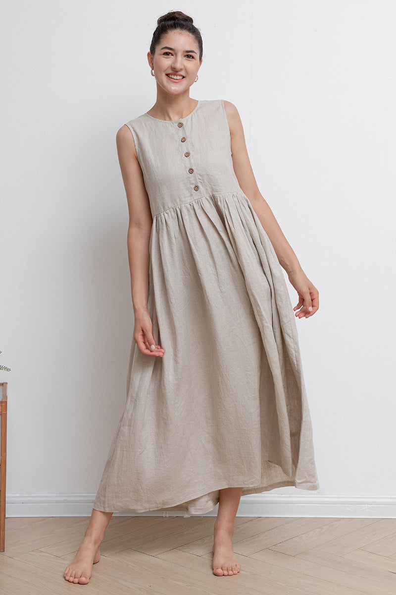 Women Sleeveless Long Linen Dress C2941 , Size XS, #CK2202022