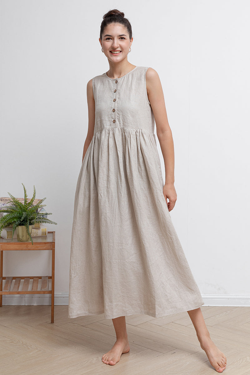 Women Sleeveless Long Linen Dress C2941 , Size XS, #CK2202022