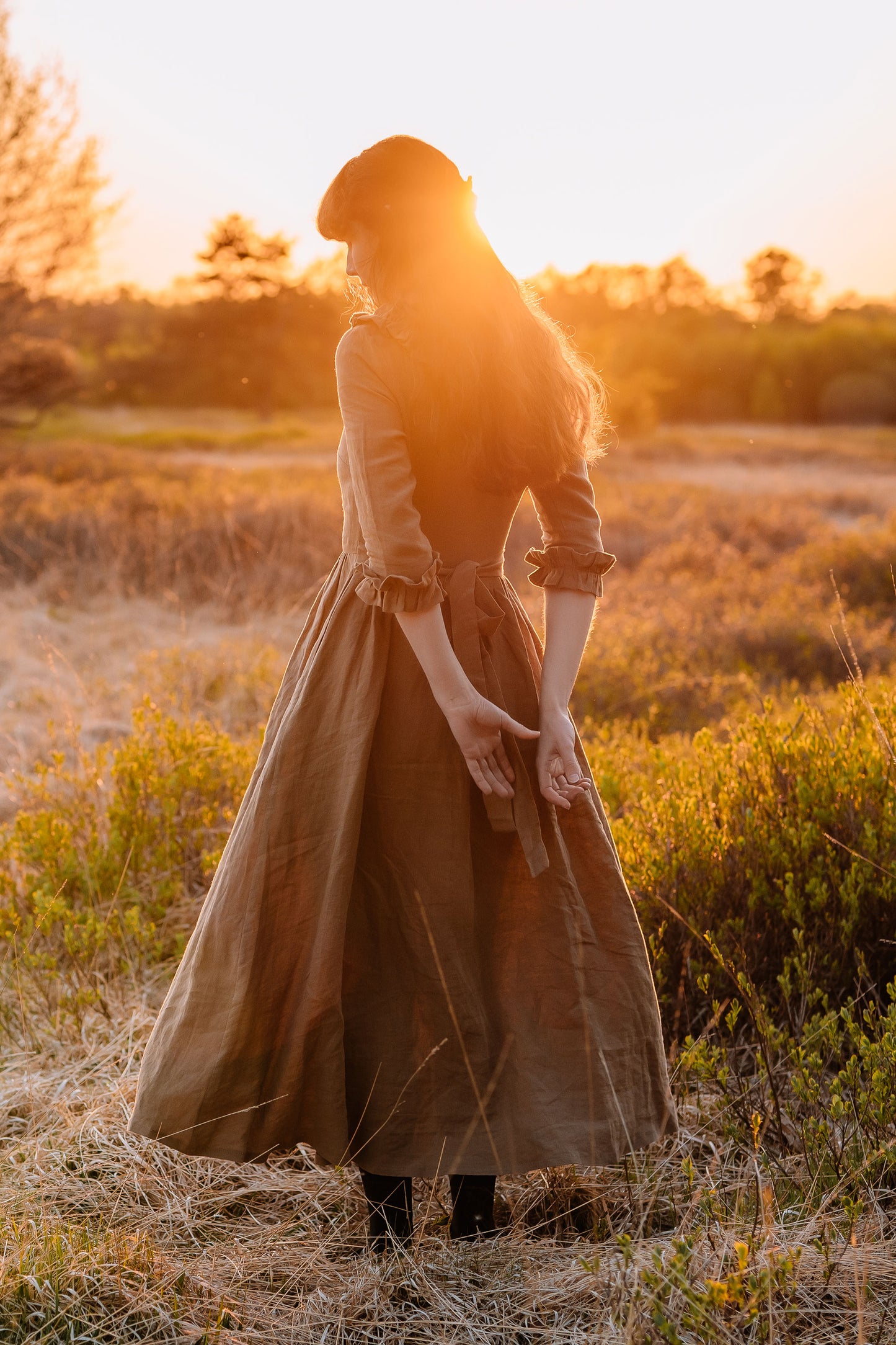 Linen maxi dress c2913