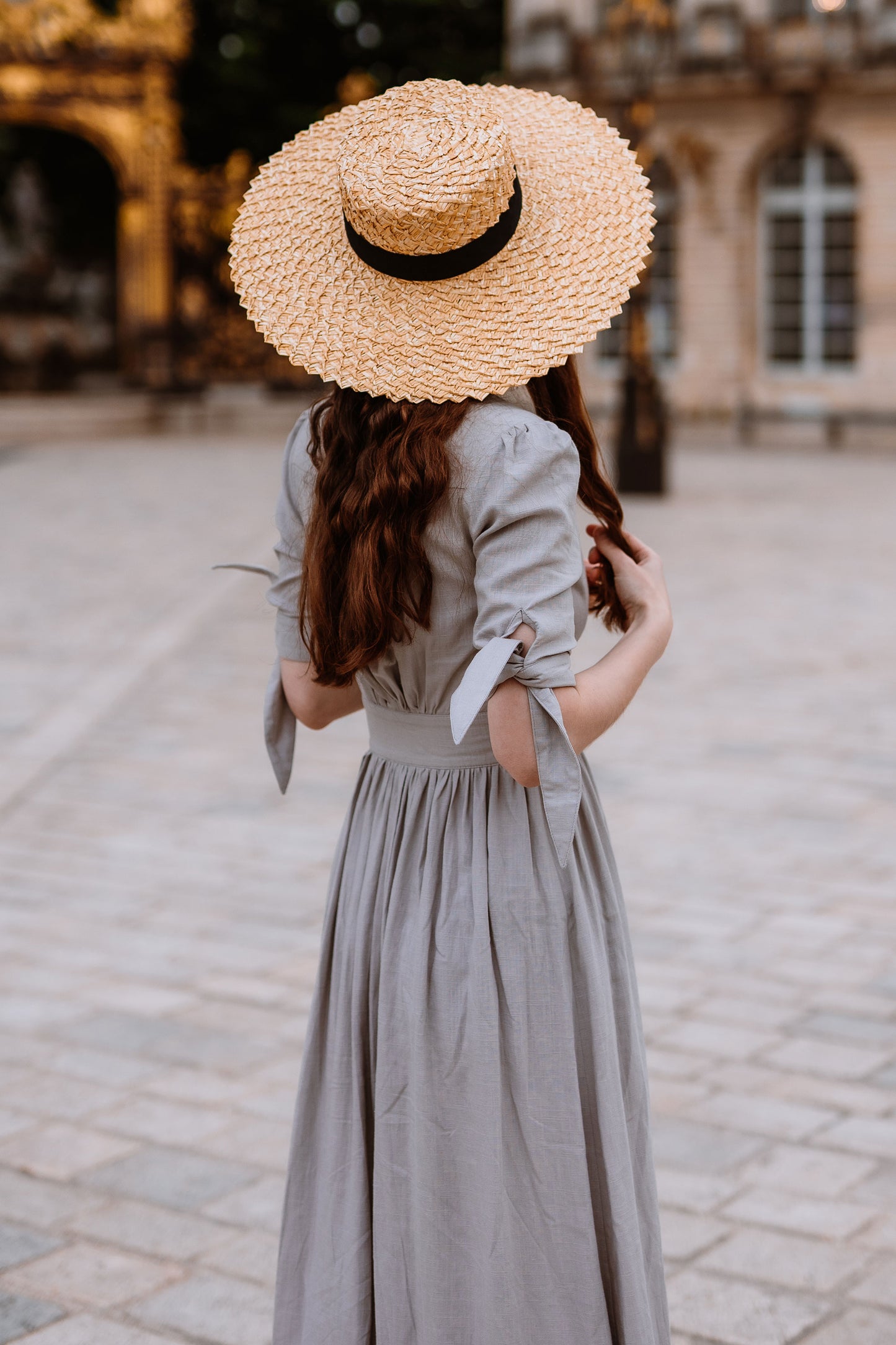 Deep V-neck Linen Dress c2914