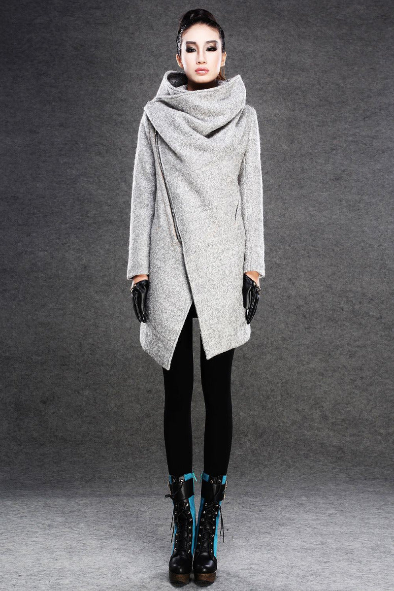 Women's Asymmetrical Wool Coat C134#