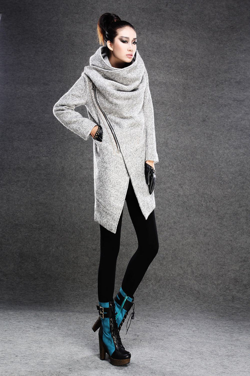 Women's Asymmetrical Wool Coat C134#