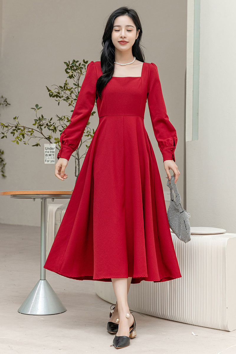 Women Long Sleeve Midi Dress C3189