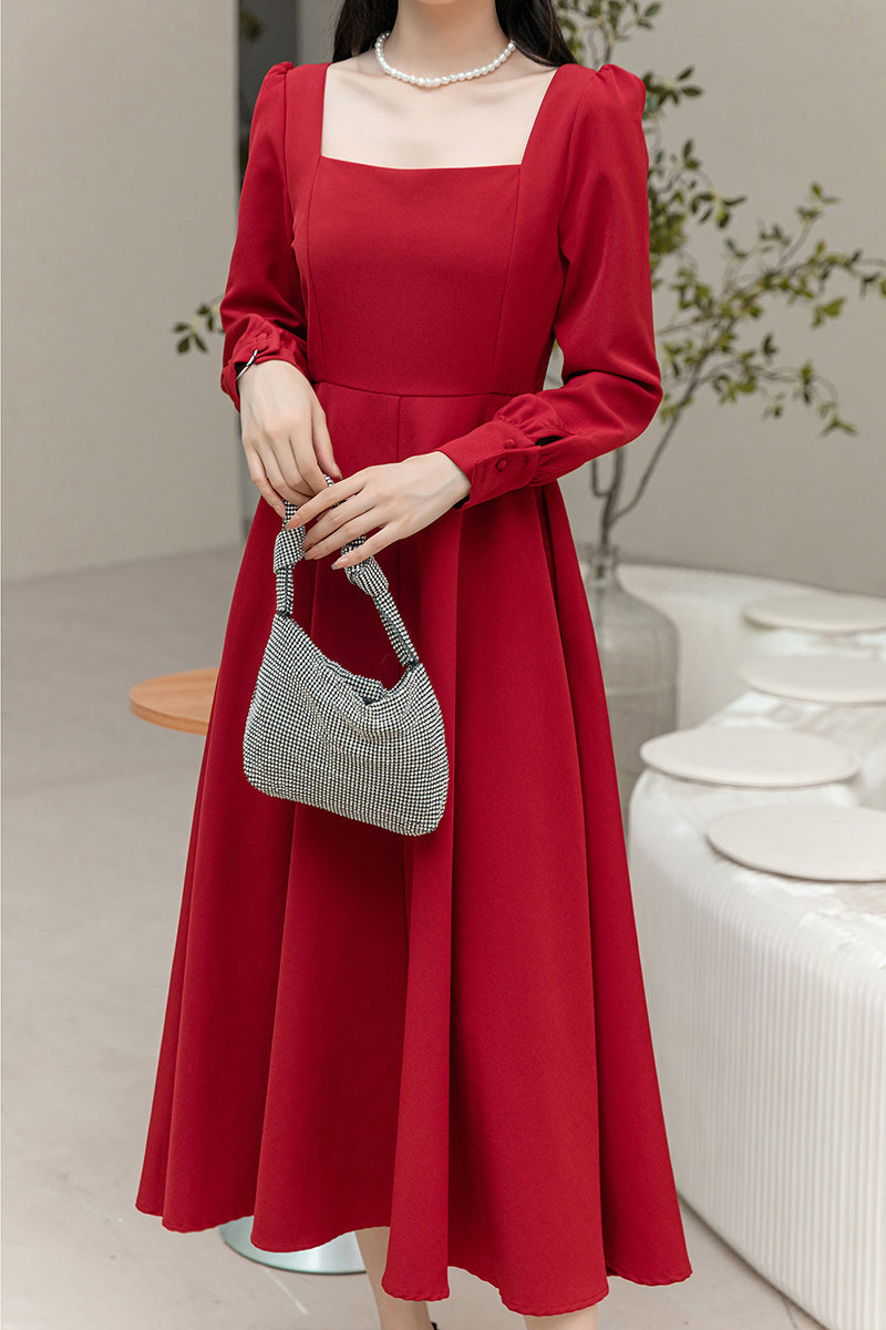 Women Long Sleeve Midi Dress C3189
