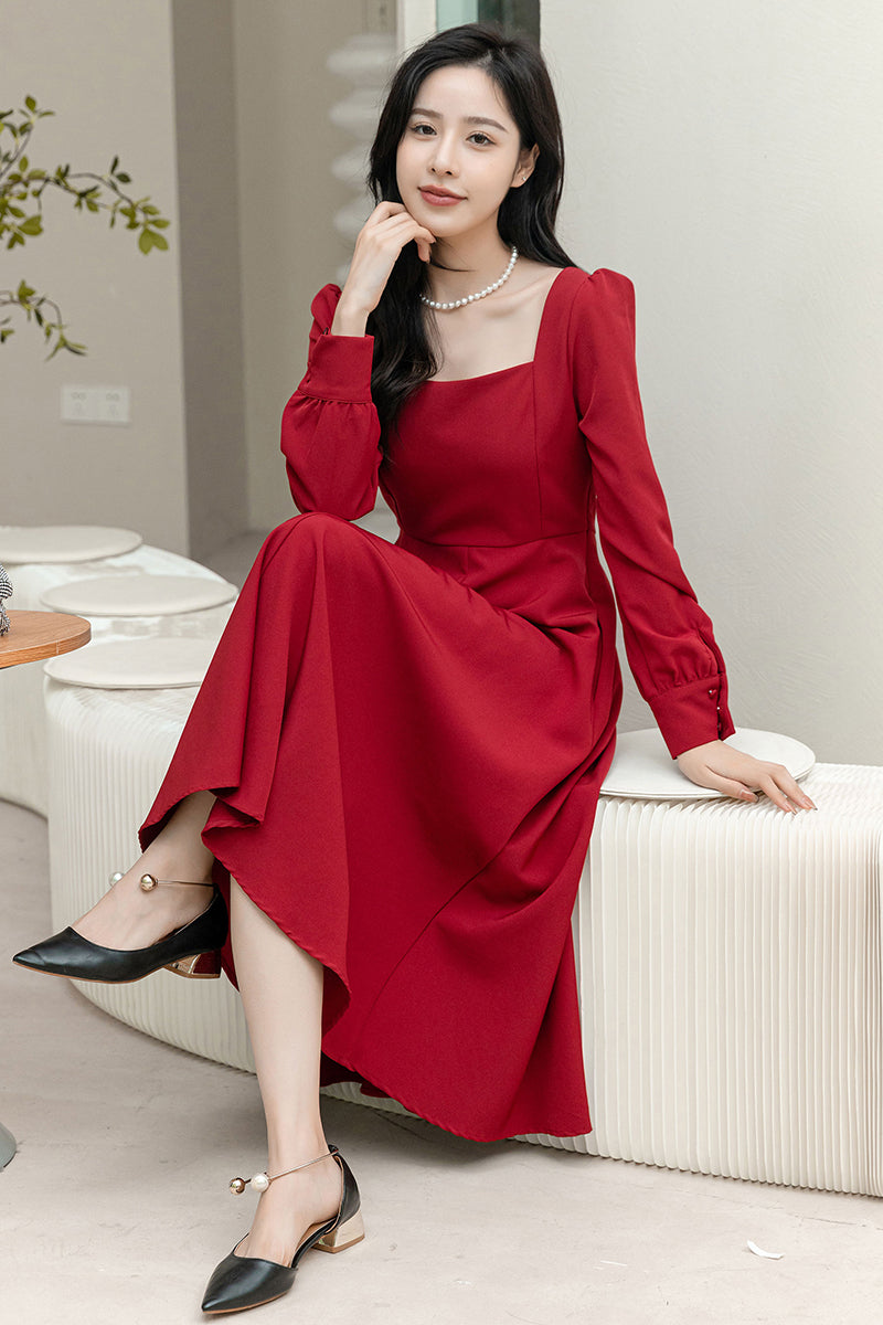 Women Long Sleeve Midi Dress C3189