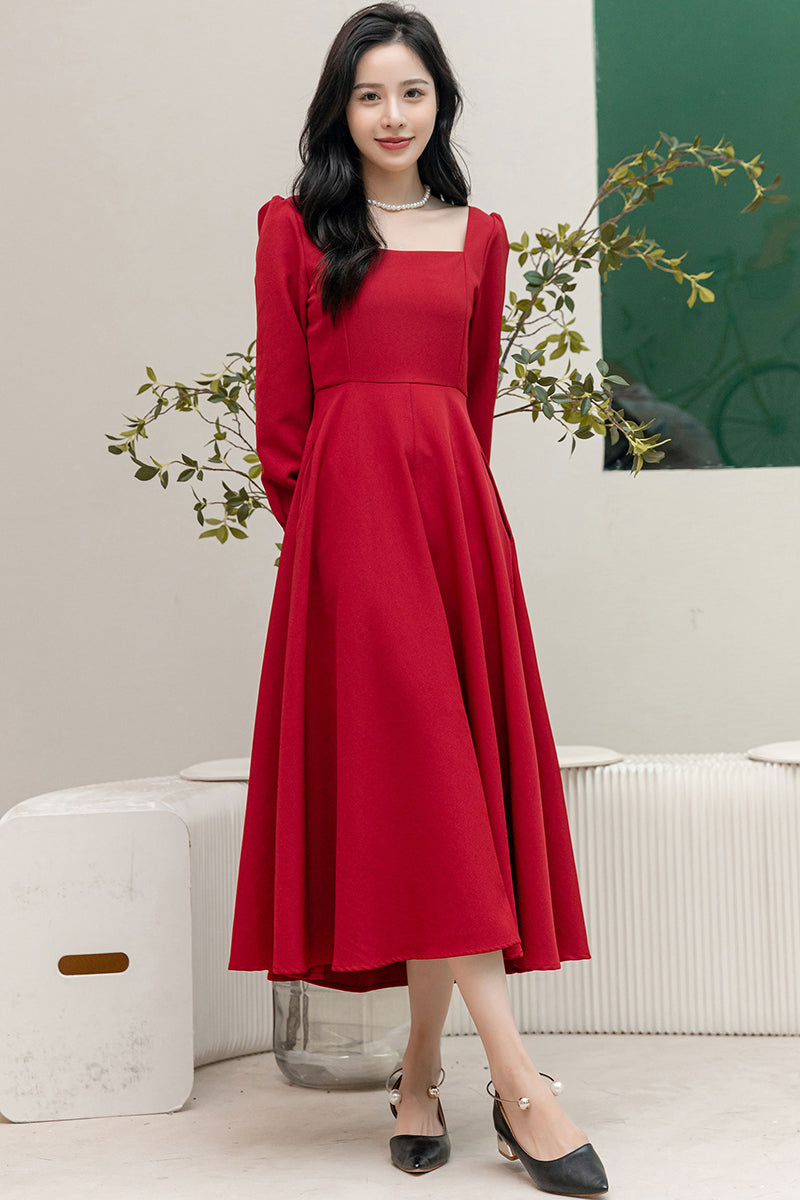 Women Long Sleeve Midi Dress C3189
