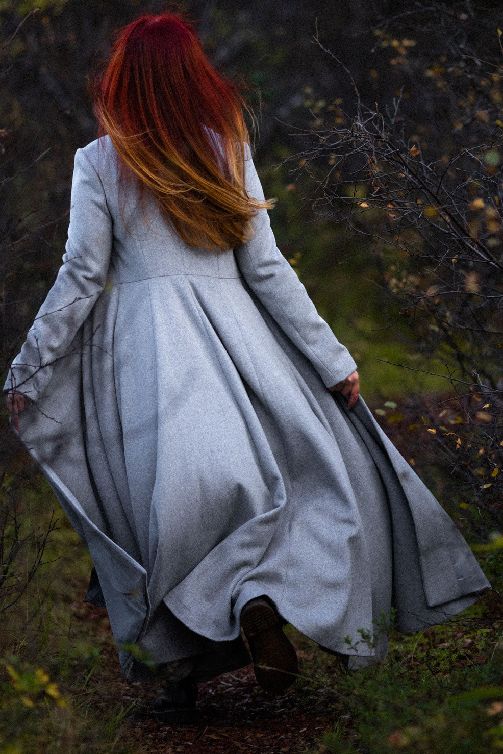 Gray Swing Long Wool Coat C3063