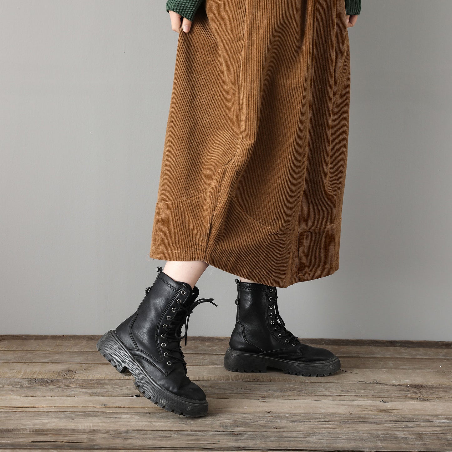 Elastic Waist Casual Corduroy Maxi Skirt C1800